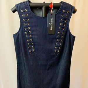 True Religion Blue Sheath Dress Sleeveless Crew Neck